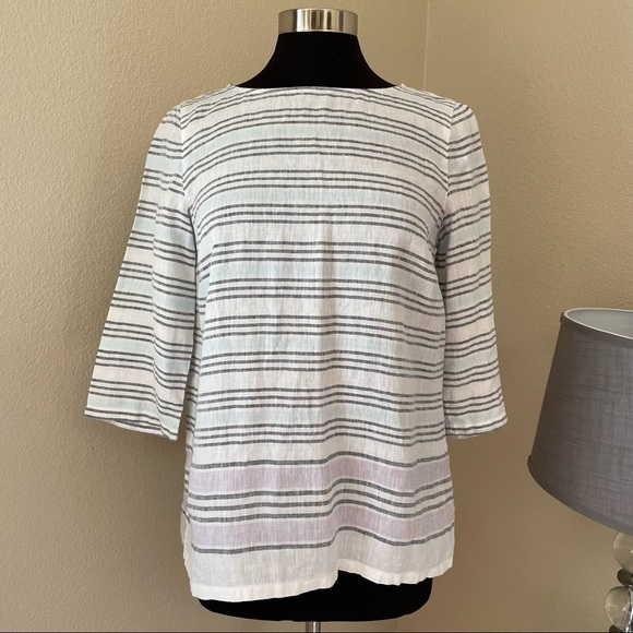J.Jill Love Linen 100% Linen Striped Top Blouse - Picture 1 of 10